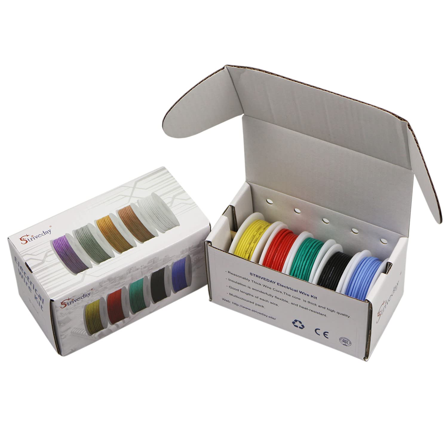 Alambre eléctrico flexible de PVC de calibre 22, cable eléctrico de cobre estañado de calibre 22, cables de 300 V, cable trenzado electrónico, caja de bricolaje