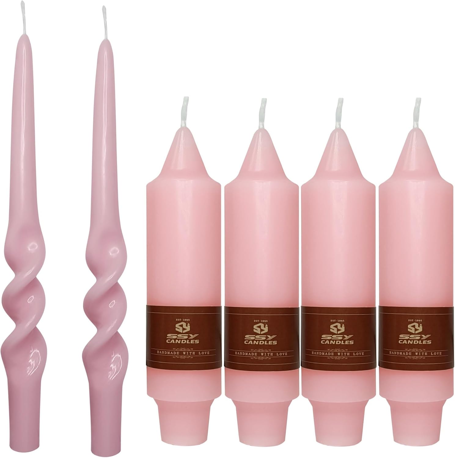Handemade Taper Candles Sticks Dinner Candlesticks Pink Candle for Dinner Household Wedding Party Home Décor