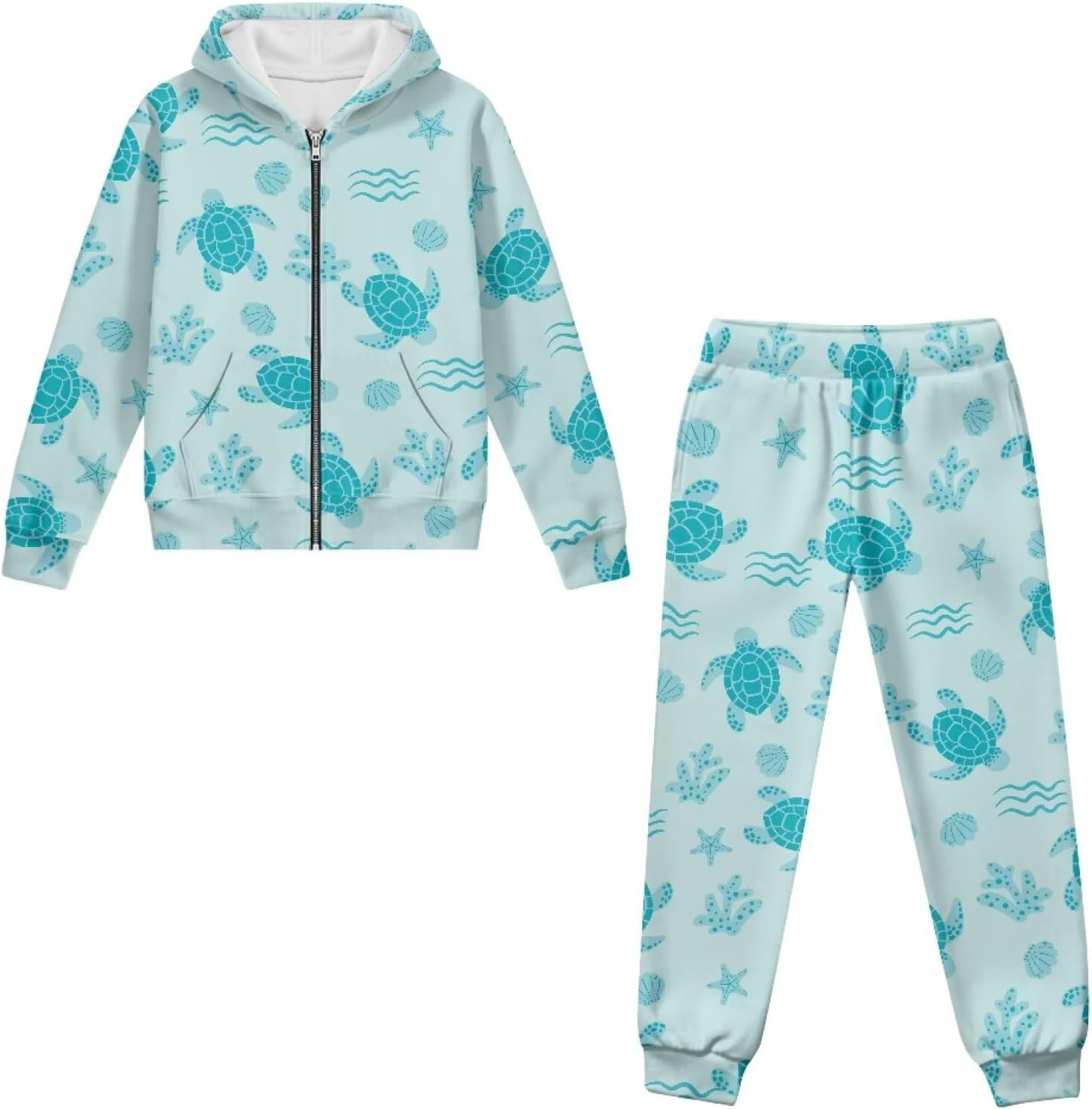 Girls 2 Piece Outfits Sweatsuit Zip Up Hoodie with Pockets Sweatshirt and Sweatpant Tracksuit Athletic Jogger Sets