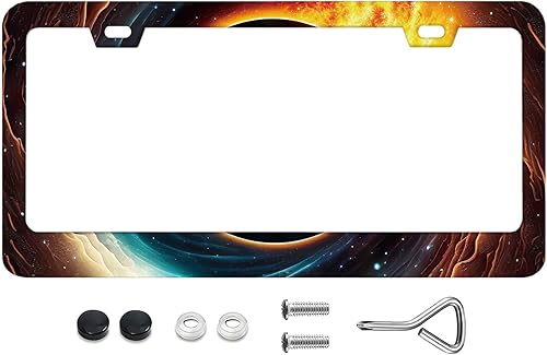 Miniatura 22 de Marcos de matrícula de fondo floral vintage nostálgico retro, marcos de matrícula con protección contra el óxido, acero inoxidable, tornillos