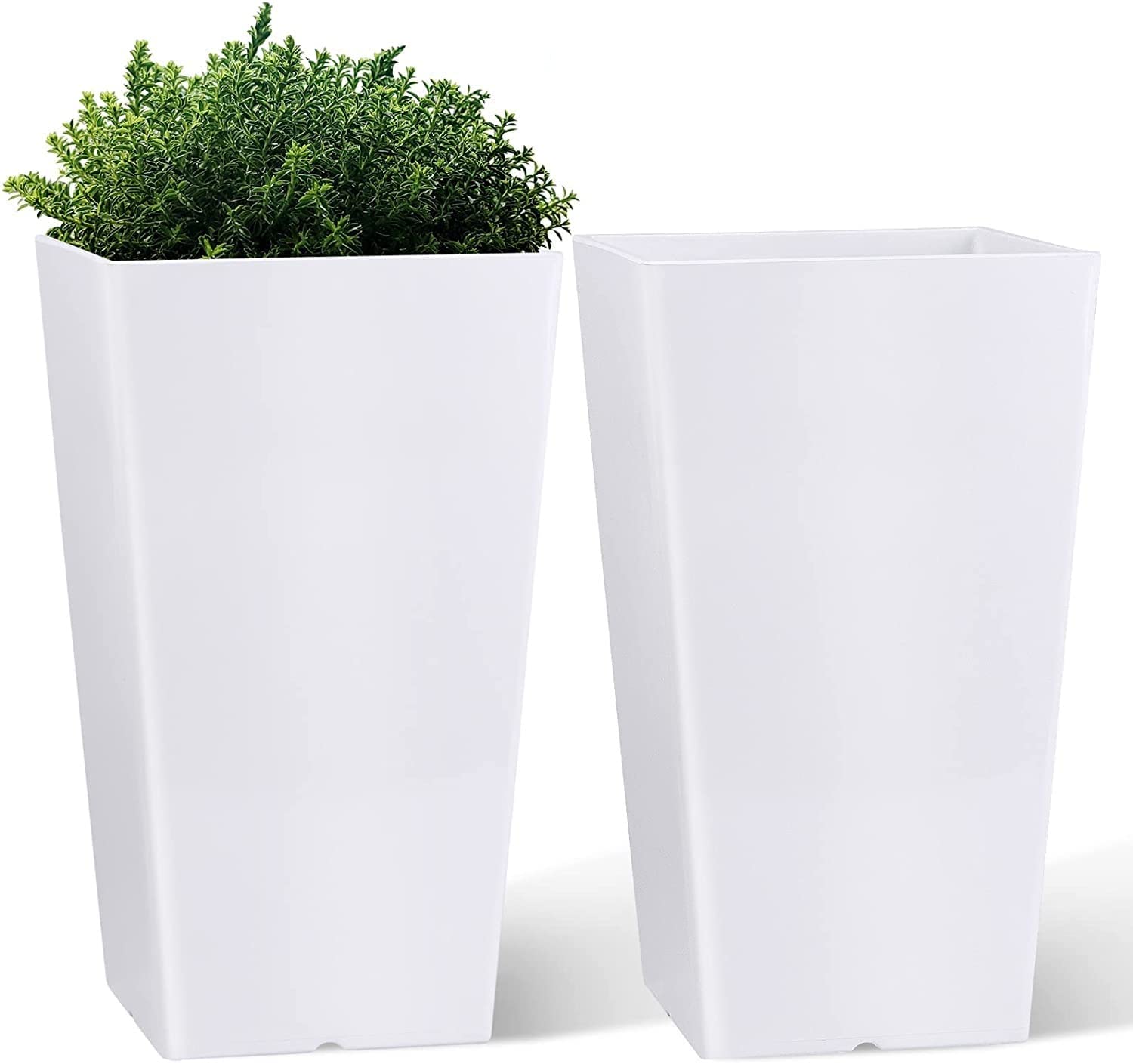 Lavish Craft Tall Planters for Outdoor Plants Set of 2,Outdoor planters for Front Porch Balcony,21 inch Large Planters for Outdoor Indoor Garden Patio (White) (B0BRVT2VSK) Amazon Price History, Amazon Price Tracker