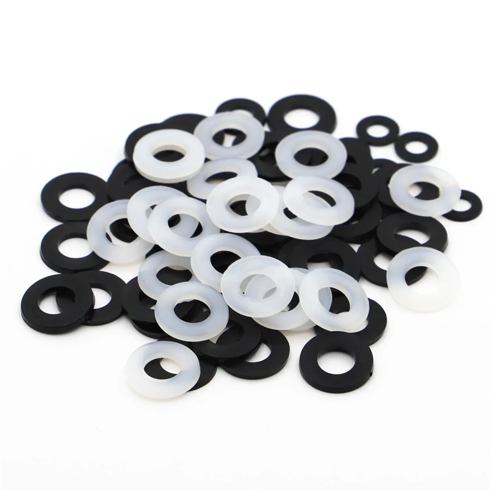 arandelas de seguridad dentadas, Arandela plana de nailon de plástico blanco M2-M12, espaciador plano, anillo de junta aislante(WHITE,50pcs M10x20x1mm)