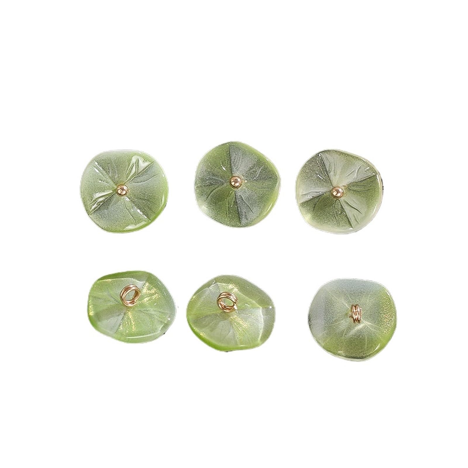 bottoni, Confezione Da 12 Bottoni Con Gambo In Resina Foglia Di Loto Verde 16 Mm
