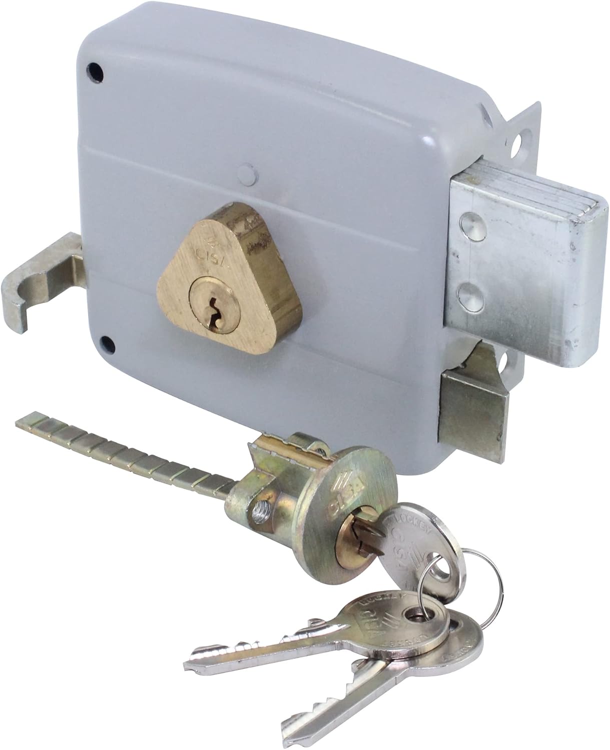 CISA Heavy Duty Gray Alloy Steel and Brass Deadbolt Double Cylinder Rim