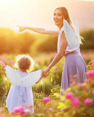 Miniatura 3 de Alas de ángel y halo, disfraz de ángel para Halloween o Nochebuena para niños y adultos (de color blanco)