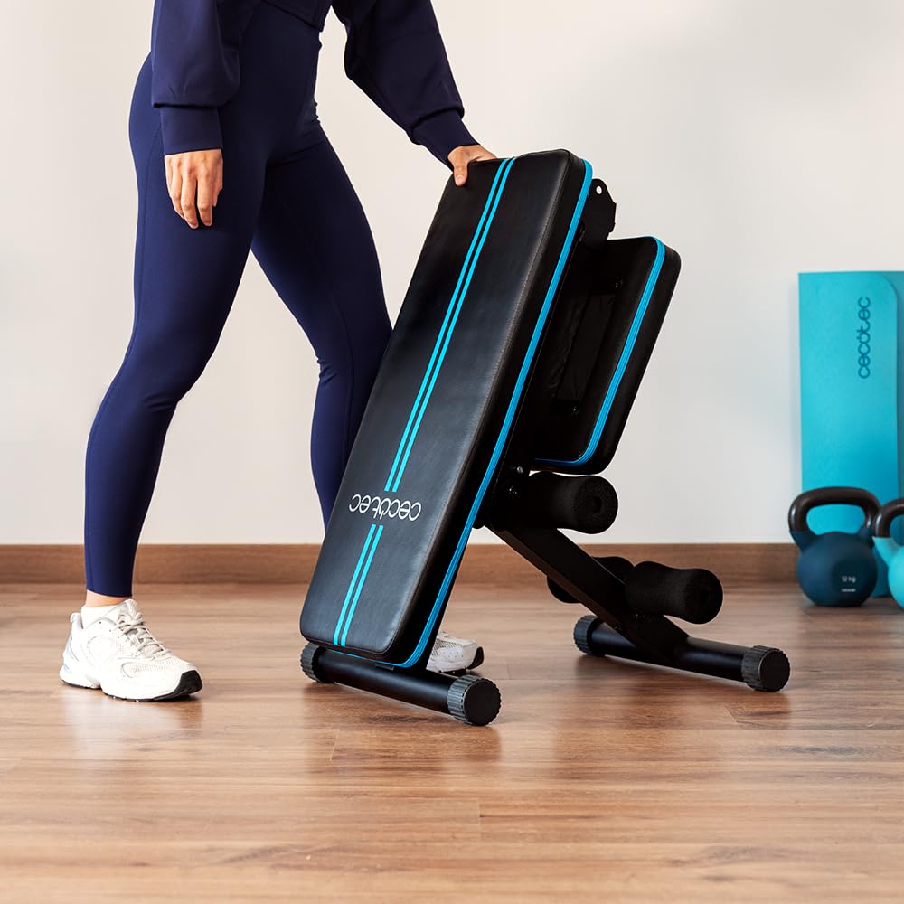 Cecotec Banco Musculación Plegable y Acolchado, Gimnasio en Casa, Drumfit Setup 7000. Ajustable en 7 Niveles, Reclinable hasta 180º, Almohadillas Antideslizantes, Entrenamiento Cuerpo Completo