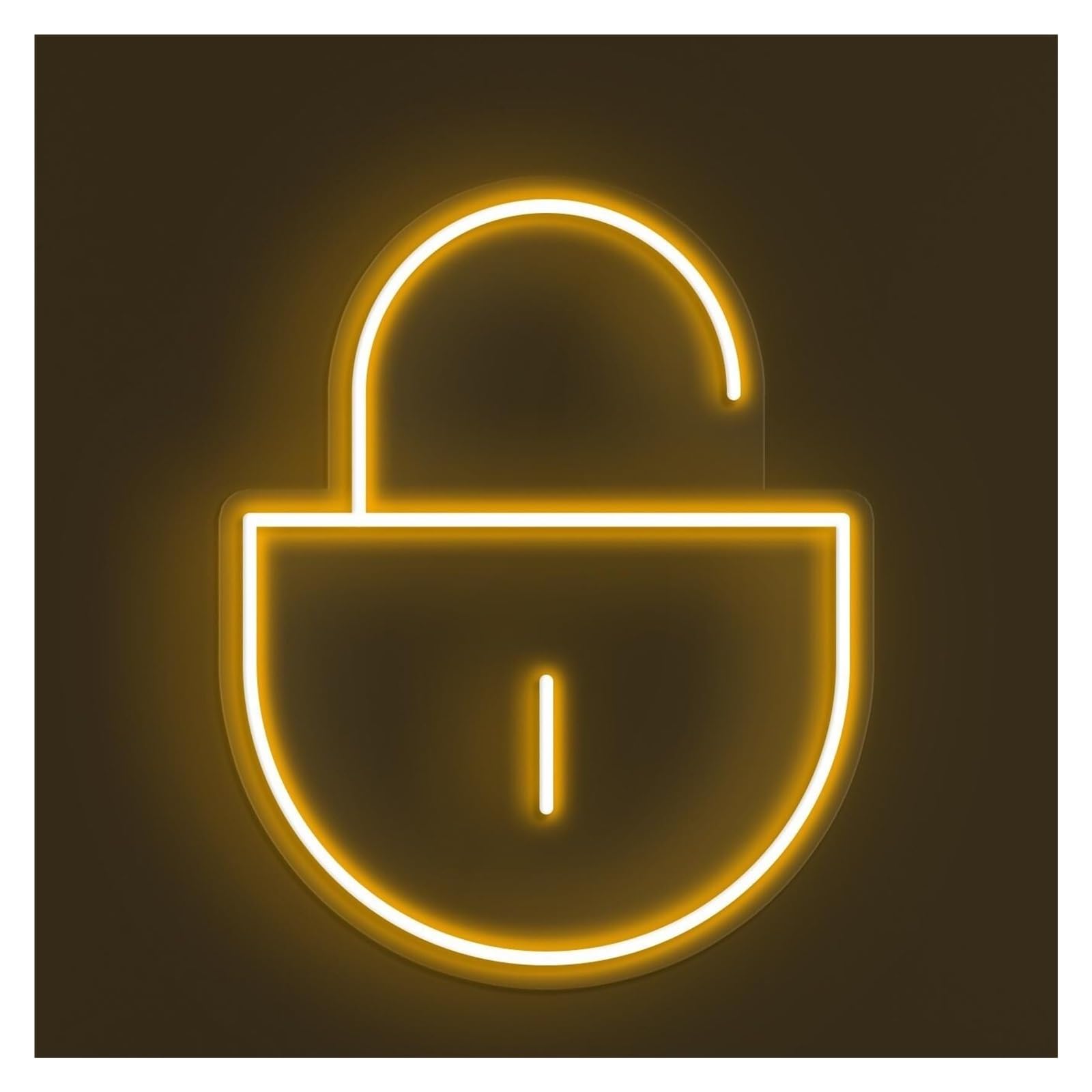 Rongch Yellow Hanging Art Signs Lock Neon Sign Handmade, Suitable For Cafe Shop Decor With Brightness Adjustable 30Cm(Yellow)