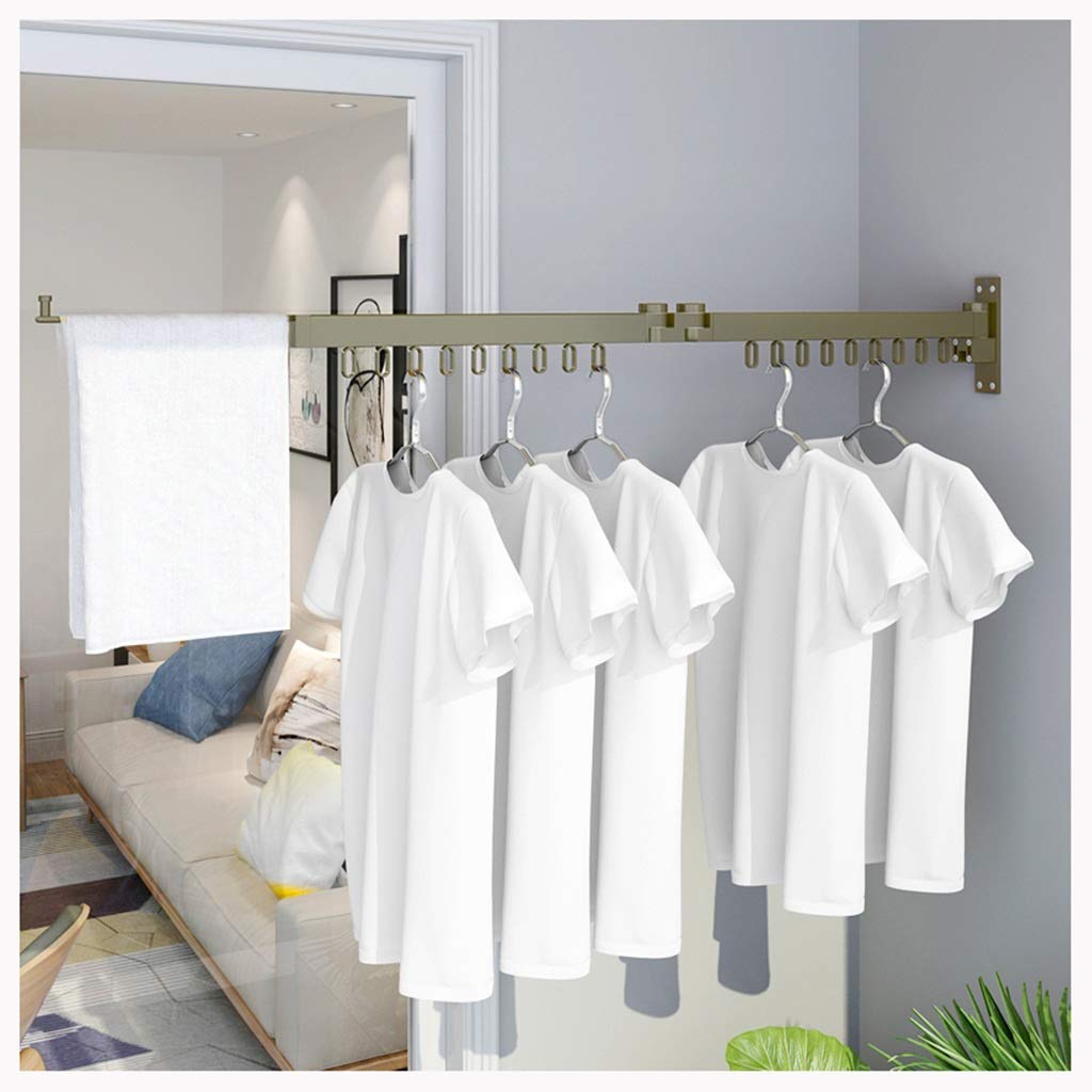 LhhFoldable Clothes Drying Rack Adjustable Laundry Drying Rack Wall Dryer Aluminum for Balcony Living Room Bedroom Dry Length 106cm Extendable (Color : Champagne)