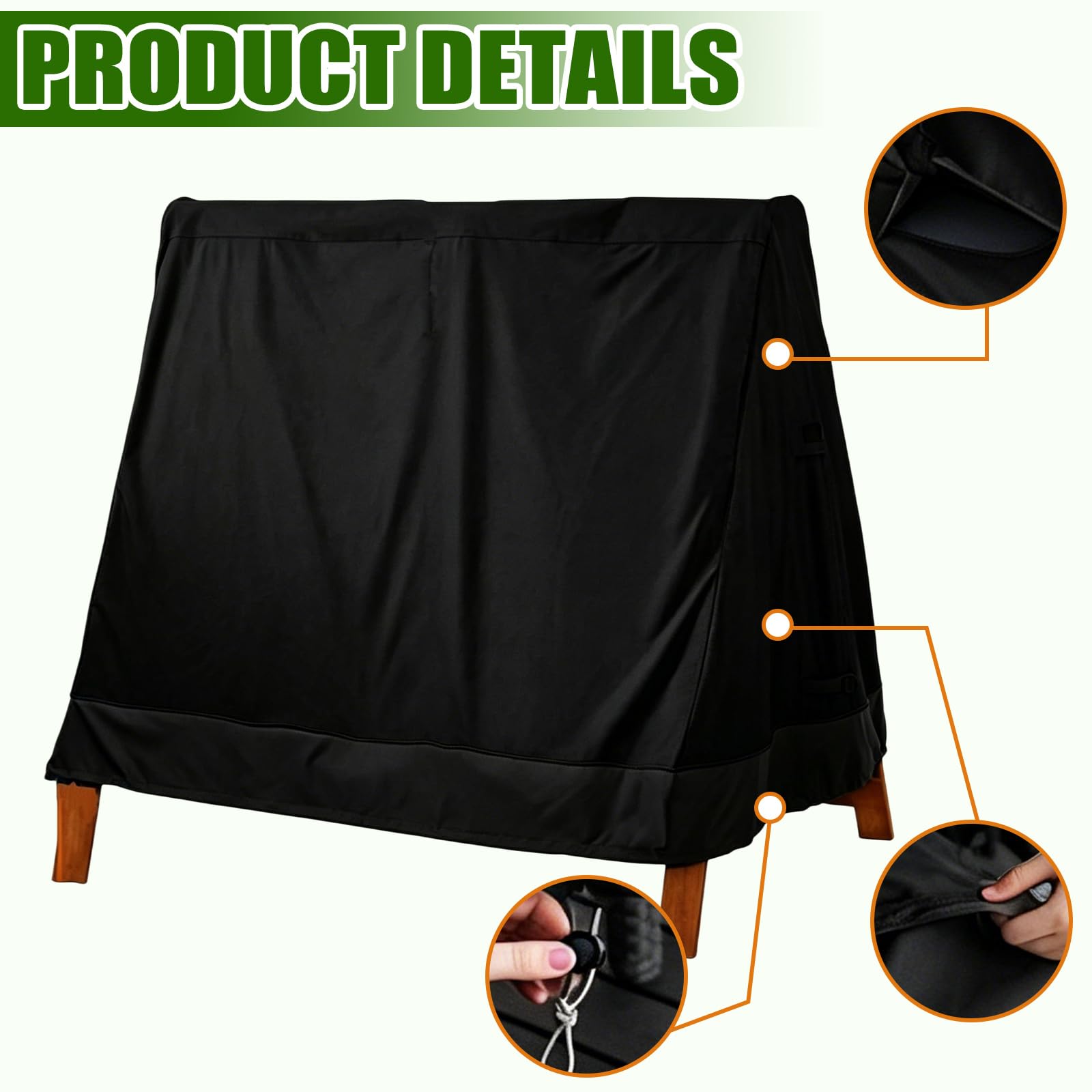 Copertura per dondolo Hollywood, telaio ad A, copertura per altalena Oxford 210D, resistente agli strappi, impermeabile, antivento, per mobili da giardino (216 x 140 x 170 cm)