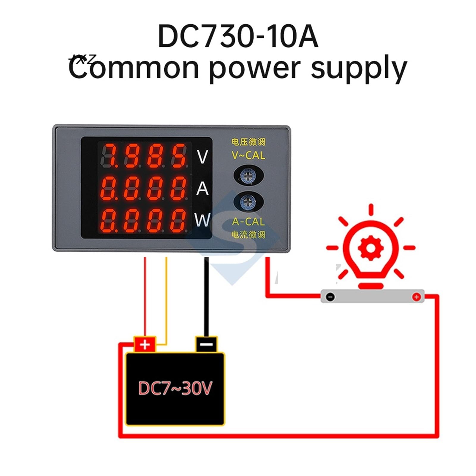 DC 0 ~ 100 V miernik napięcia prądu 10 A 1000 W 4-cyfrowy watomierz elektryczny miernik mocy precyzyjnie dostrojone narzędzia dla elektryków (kolor czerwony)