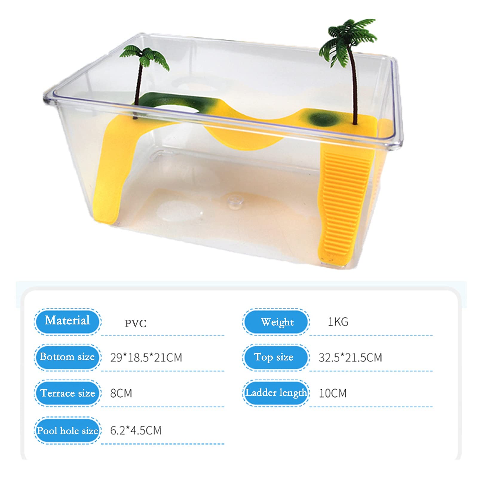 Aquarium Schildkröten/Aquarien Tiefwasserschildkröten-Tank-Turtle-Box-Zucht-Tank-Aquarium mit Turtle-Insel-Terrasse Kletterleiter for Landschaftsbau-Schildkröten-Sämlinge Terrarium Schildkröte