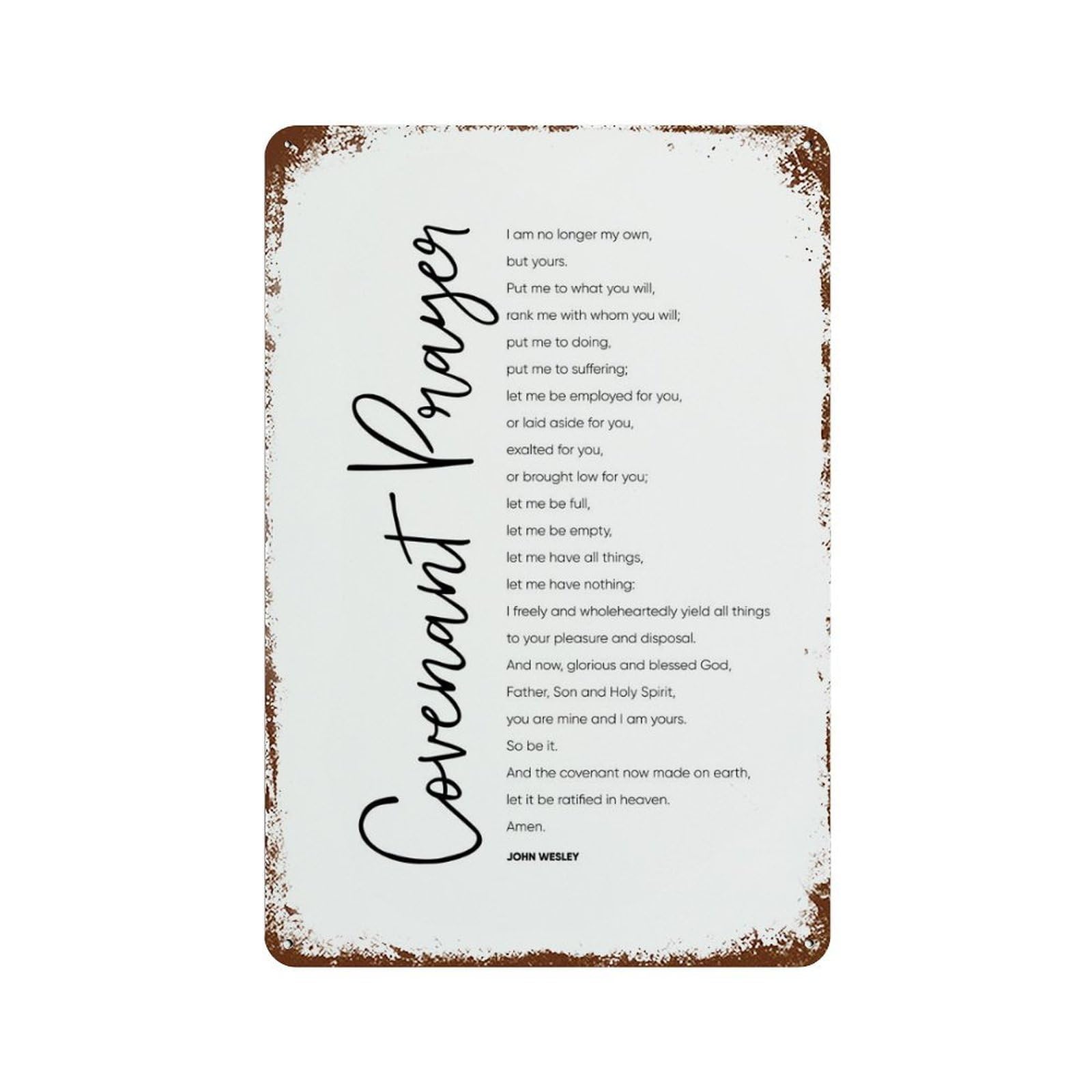 xiaoxiaoshen Covenant Prayer, Bible Verse, Christian, Scriptures, Inspirational Wall Decor Art Metal Tin Poster Modern Home Decor Art Home Bar Shop Decorations Vintage Sign 30x20cm