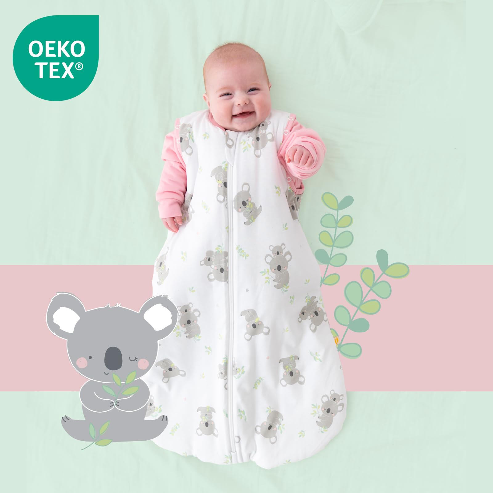 Slumbersac Saco de dormir bebe para todo el año Oeko-Tex| Saco de dormir niños 2.5 Tog con mangas largas