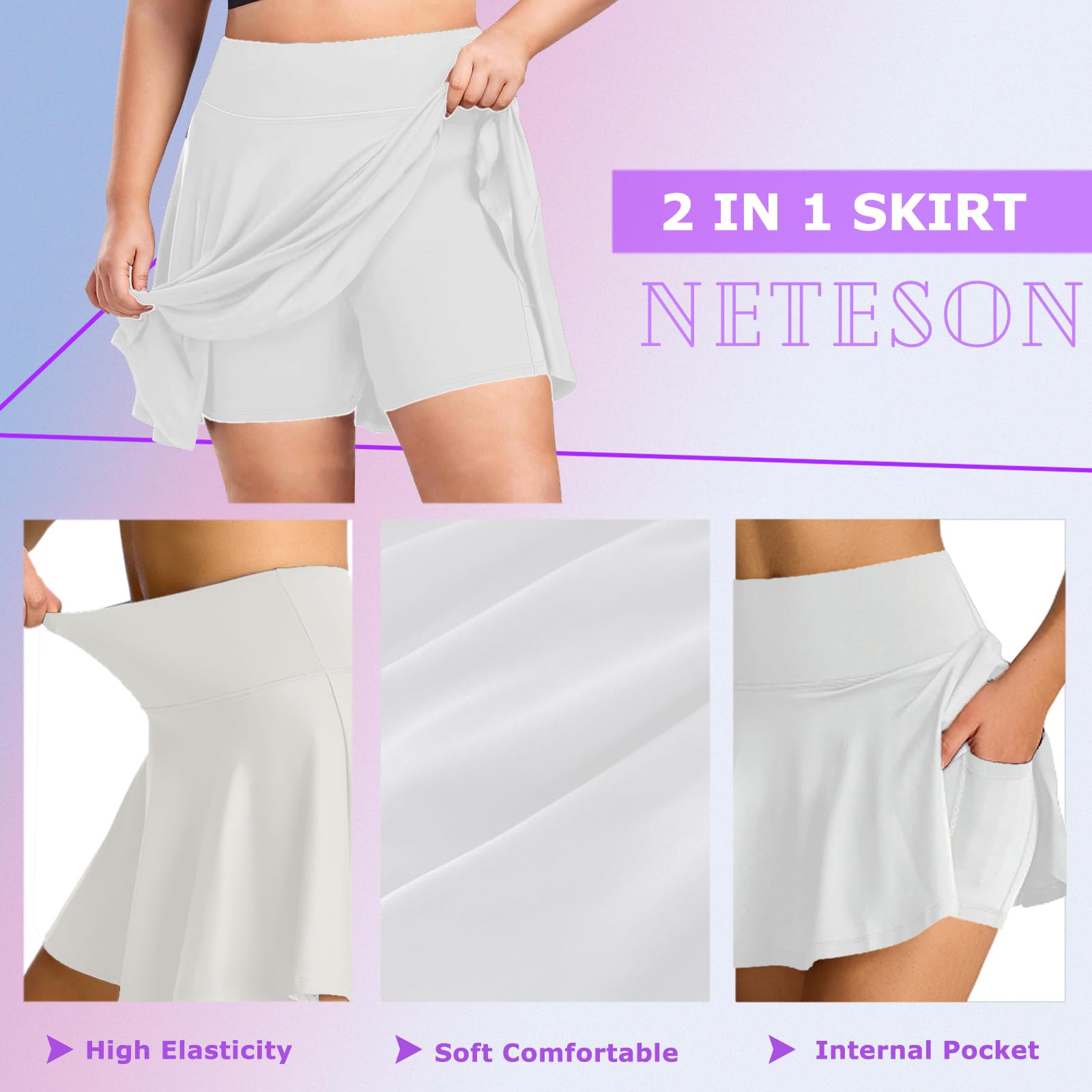 Faldas de Tenis para Mujer Falda Deportiva Plisada 2 en 1 Mini Faldas Pantalón Skorts de Golf con Pantalones Cortos Bolsillo para Correr Yoga Fitness Ciclismo Ejercicio Casual