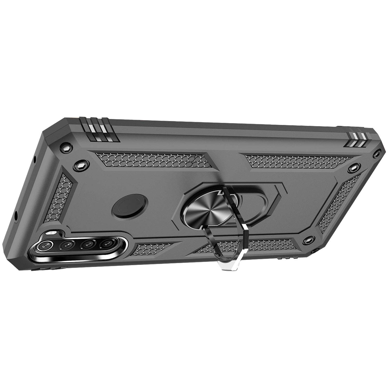 Fetrim Custodia Per Redmi Note 8T - Cover Rigida Con Supporto Ad Anello Rotante 360° E Piastra Magnetica - Doppio Strato TPU E PC - Protezione Antiurto - Colore Blu Navy