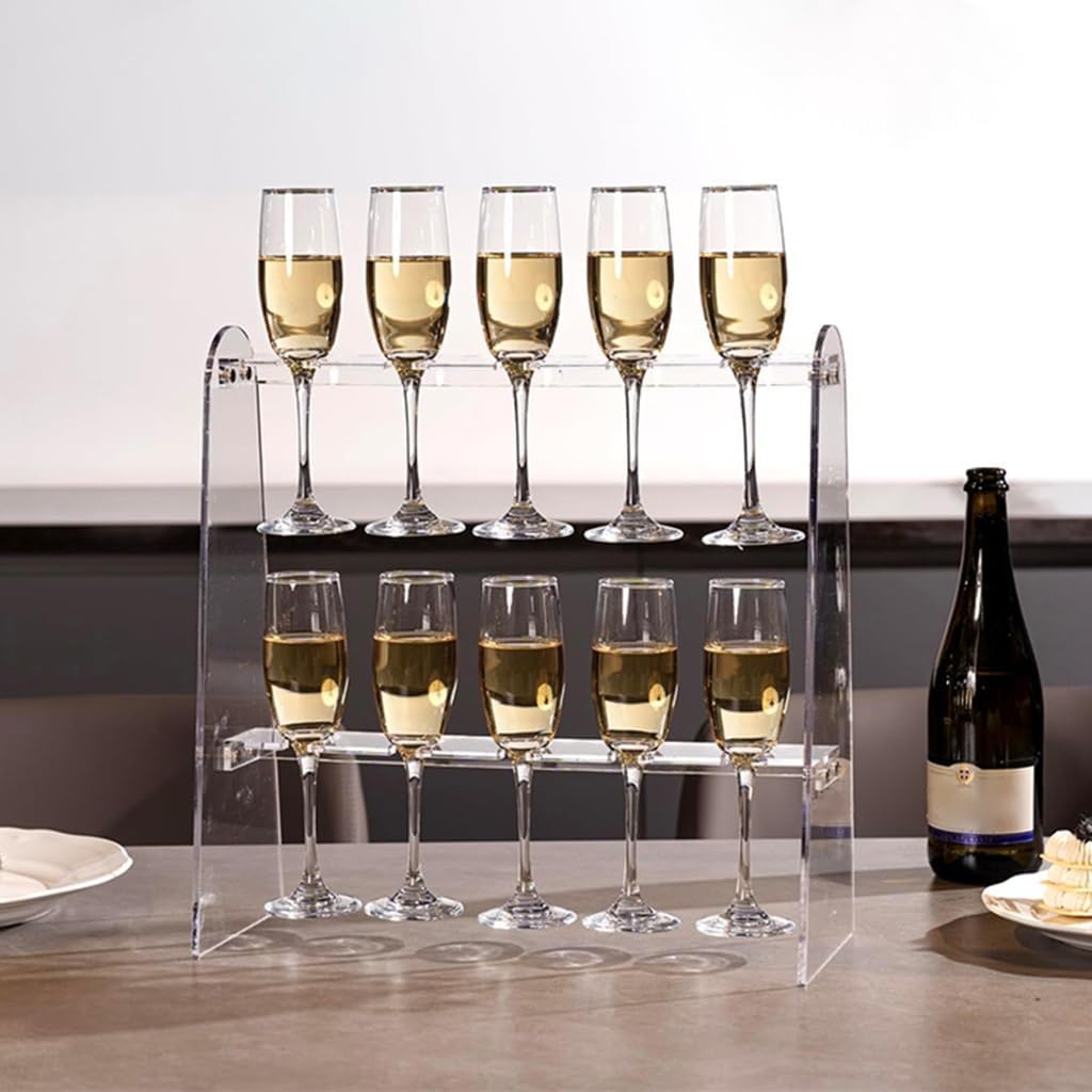 Stemwares Stand Holder Acrylic Clear for Glasses Storage Elegant 2 Layer Designs Perfect For Home Or Kitchen Use