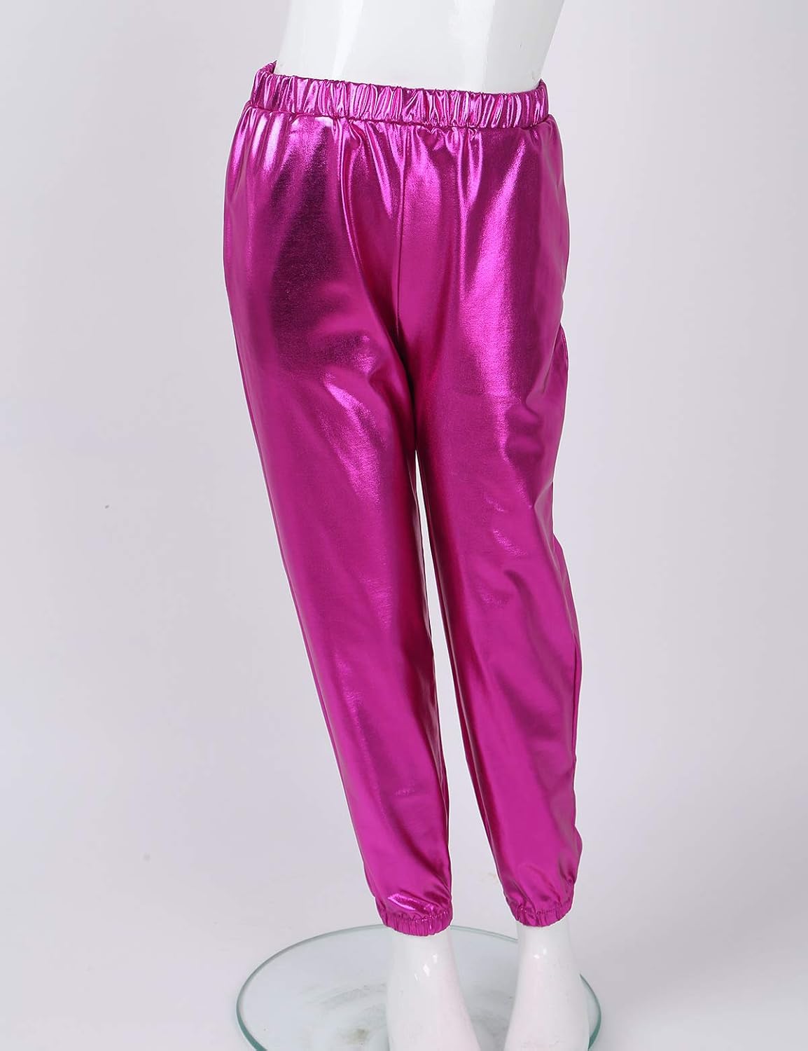 TiaoBug Kids Boys Girls Shiny Metallic Dance Pants Modern Jazz Hip Hop Dance Costumes Disco Party Joggers Harem Pants
