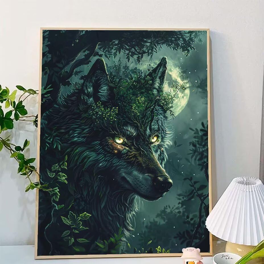 Kit paint by numbers adultos manualidades diy regalo original cuadro lobo grande 2