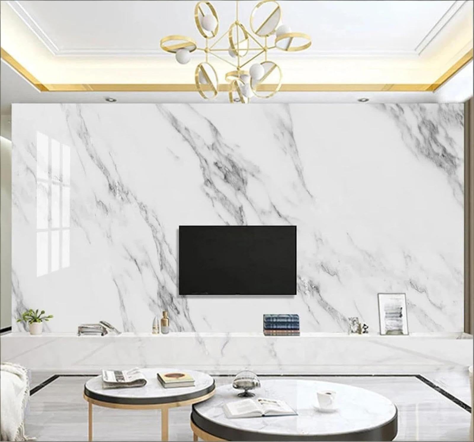 Xlming 250Cm×170Cm(B×H) Minimalist Large Black And White Patterned Marble Effect 3D Wallpaper Luxury Silk Study Dining Feature Sofa Grey Bedroom Living Room Tv Decorative Wall-250Cm×170Cm