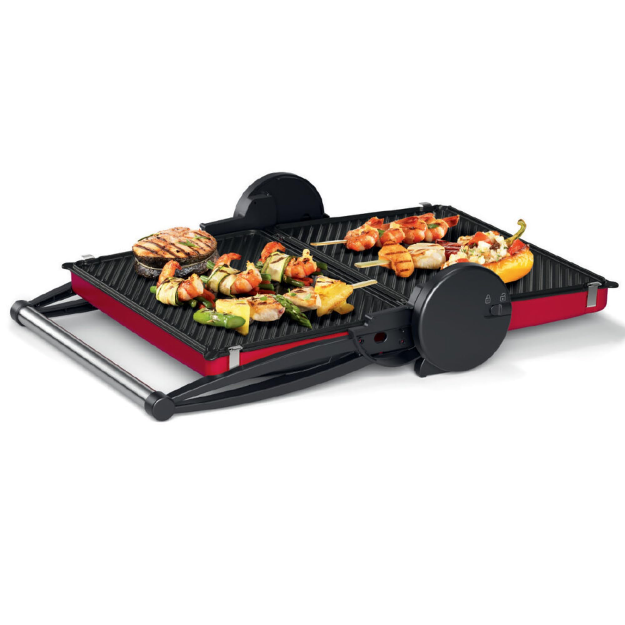 Bosch - Grill eléctrico, 3 posiciones, 2000W, Rojo, TCG4104