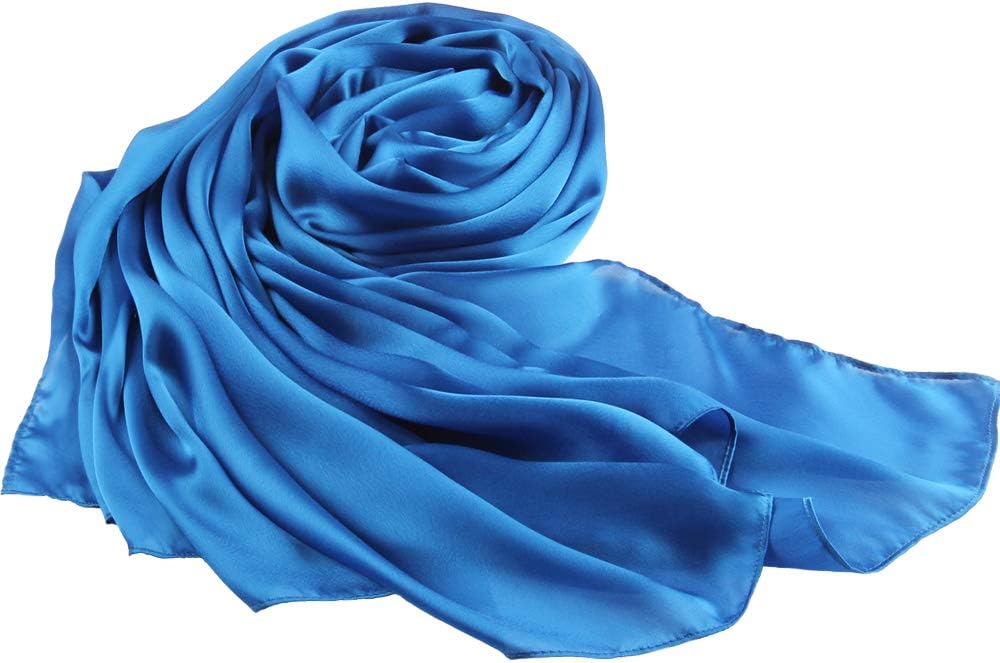 Silk Like Scarf Large Satin Headscarf Solid Color Wrap Neck Scarves for Women Royalblue