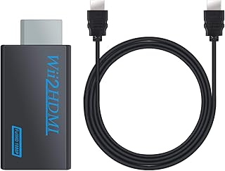 Wii to HDMI Converter, COLFULINE Wii HDMI Adapter 1080P 720P with 1M HDMI Cable for Full HD Device with 3.5mm Audio Jack&HDMI Output Compatible with Nintendo Wii, Wii U, HDTV, Monitor