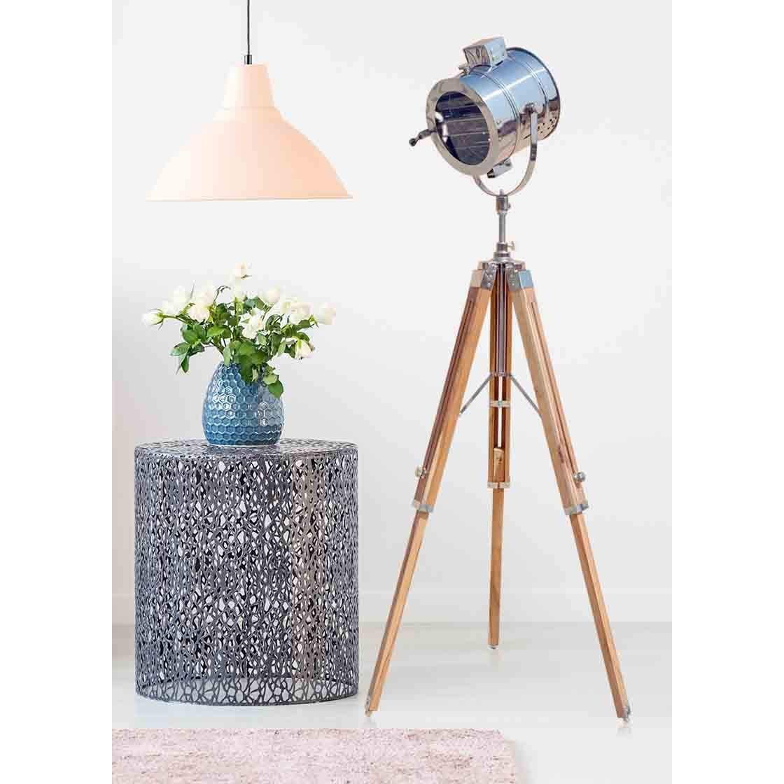 Areeva DecorNautical Teak Wood Tripod Floor Lamp Spot Search Light LED Lamp UK