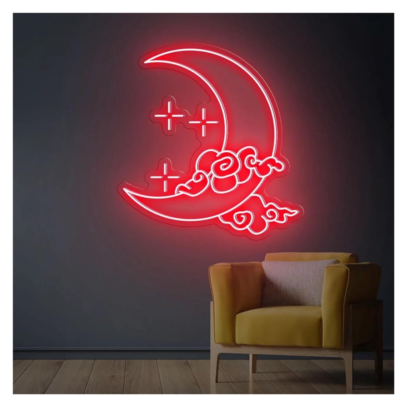 Lemst G Signs Lamp Moon Neon Signs Usb Powered Adjustable Brightness Star Neon Lights, Signboard Suitable For Party Decor 48Cmx38cm(G)