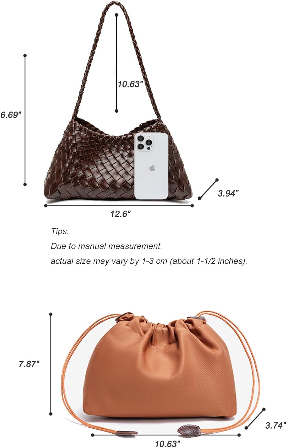 Woven Underarm Shoulder Bag For Women Trendy Small Handbag Ladies Purse Hobo Bag