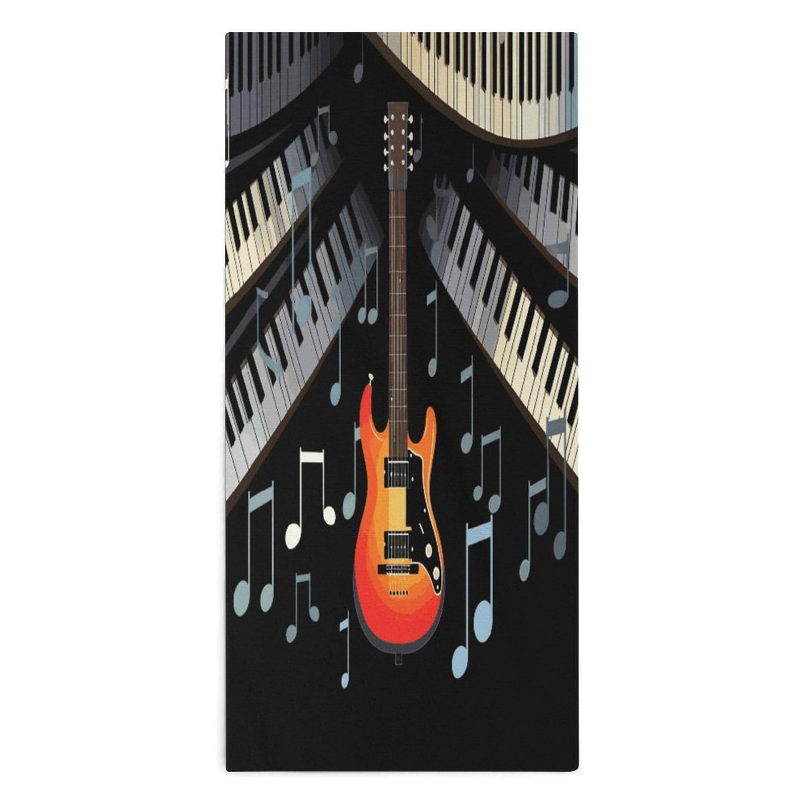 Btcowzrv Style Guitar Piano Pattern Bath Towel Beach Towels Shower Towel