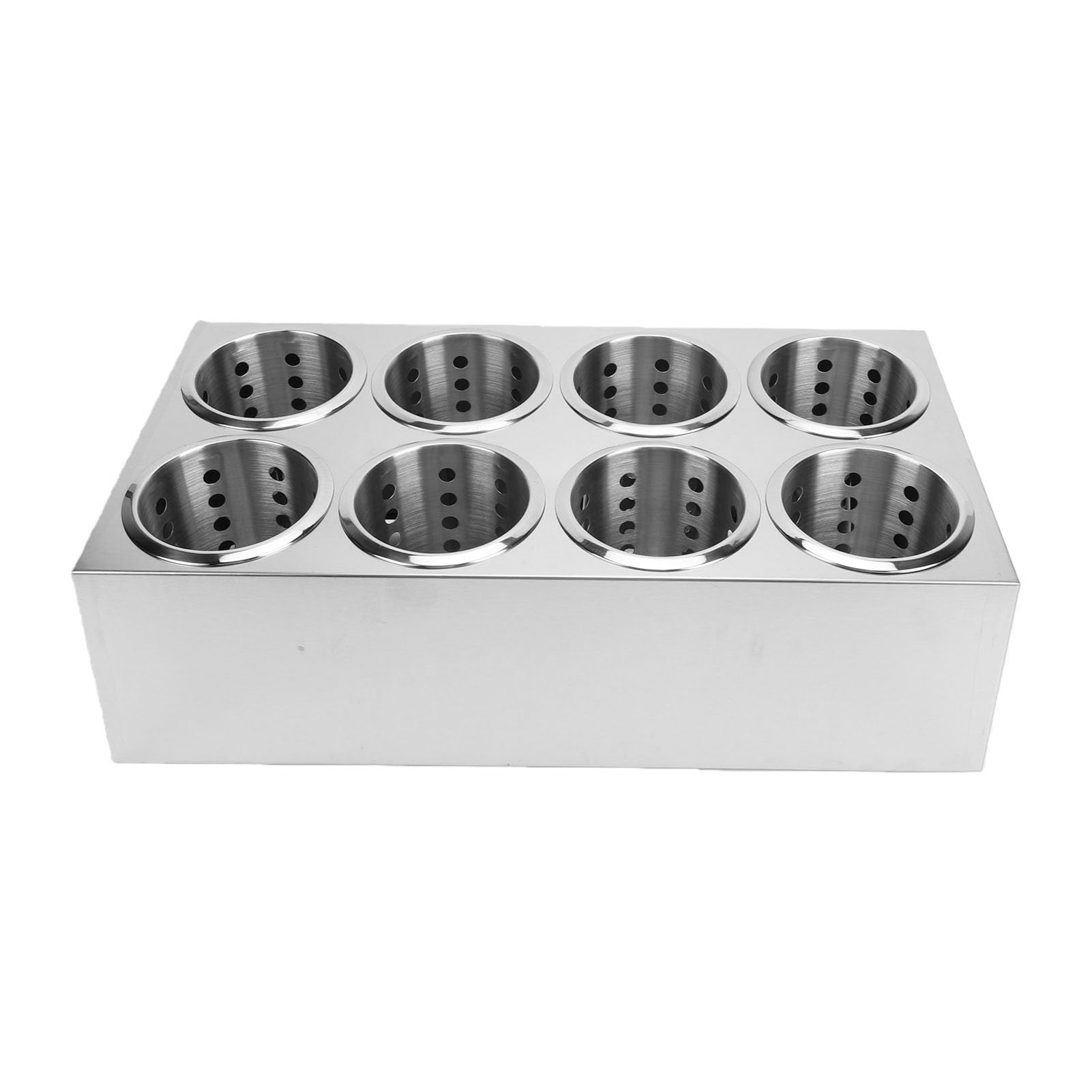 ZJchao Soporte para Utensilios de Acero Inoxidable de 8 Compartimentos con Fondo Antideslizante para Cucharas, Tenedores y Palillos, Organizador de Cubiertos de 11,5x13,5x8,5 Cm