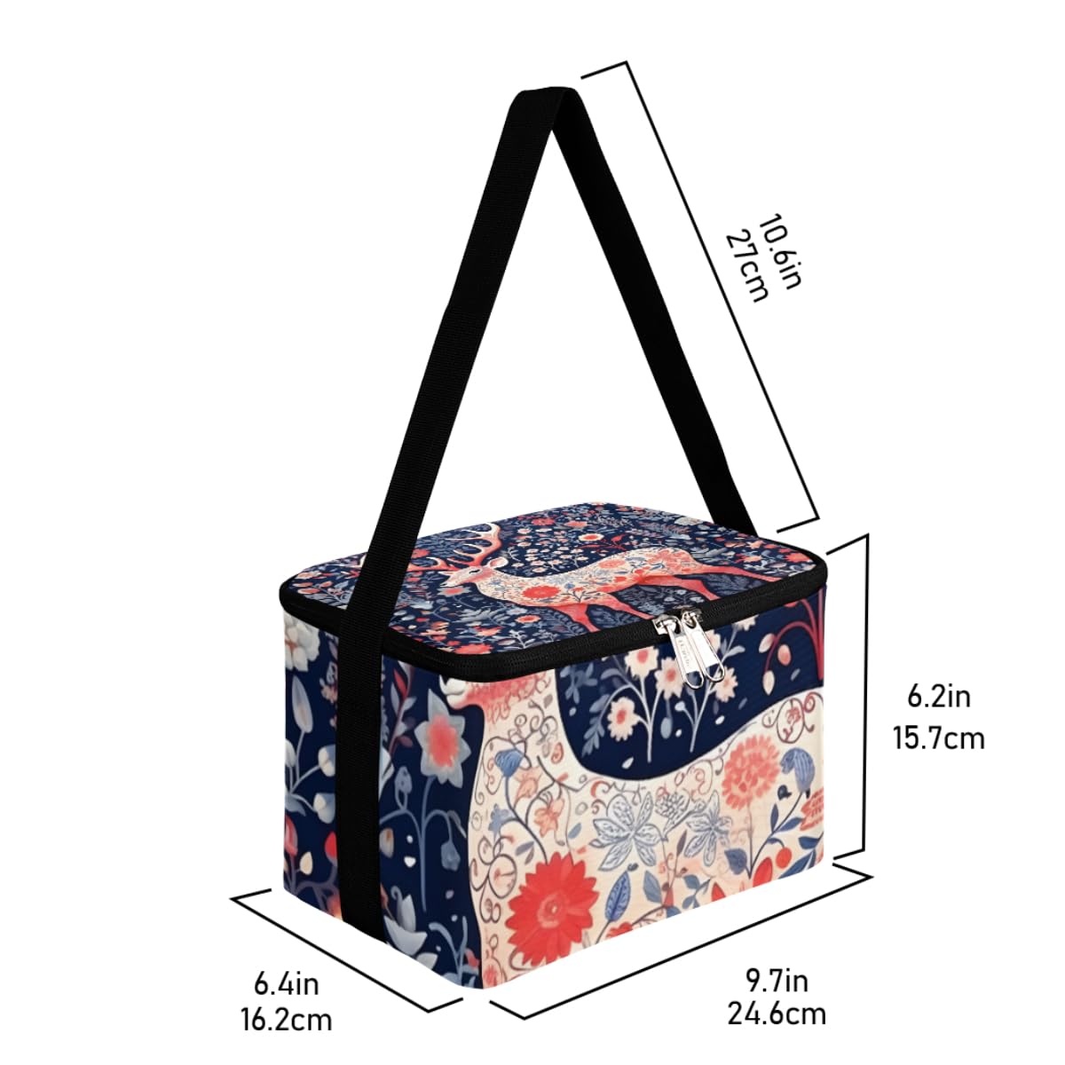 GzLeyigou Lunch Bags for Women Men 9 Cans,Christmas Reindeer Hot & Cold Food Delivery Bag Insulated Grocery Bag Insulated Lunch Box Reindeer Cooler Bag for Office Work Picnic Beach