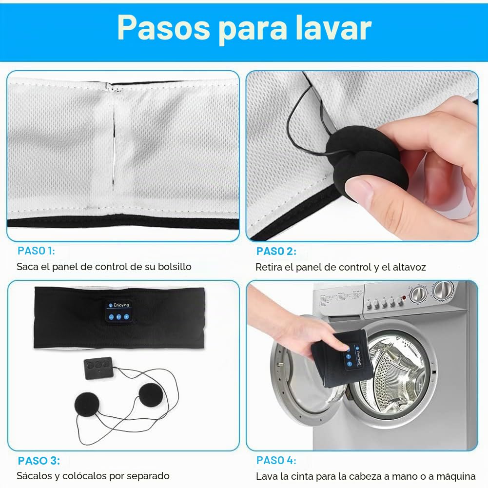 flintronic Auriculares para Dormir, Diadema Deportiva para Dormir 5.4, Antifaz para Dormir Auriculares Bluetooth, para Deportes, Musica, Correr, Viajar(Negro)