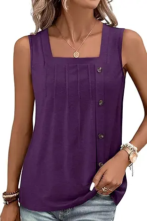 KISSMODA Womens Boho Tops for Summer Sleeveless Tanks Loose Fit Casual Blouse Daily Shirts for Leggings (S-3XL)