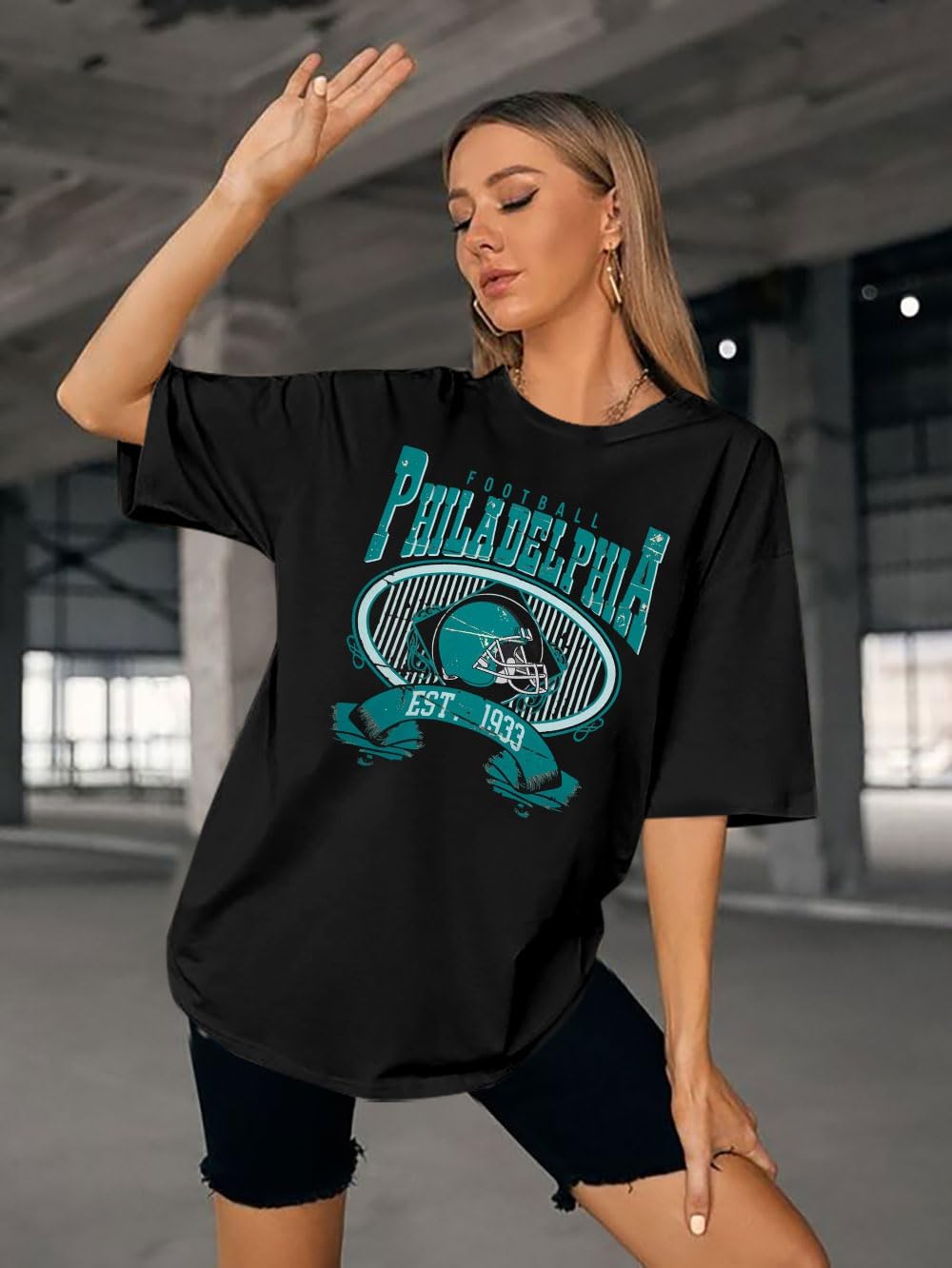Football Shirts Women Game Day Oversized Shirt Football Team Fan Tee Sports Jersey Gift Tops - Image 3
