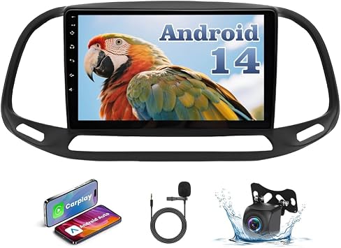4+64G Car Stereo for Dodge RAM ProMaster City 2015-2021 Headunit with Carplay Android Auto 9 Touchscreen Android 14 in-Dash Head Unit WiFi GPS Navigation Mirror Link AHD Backup Camera Mic