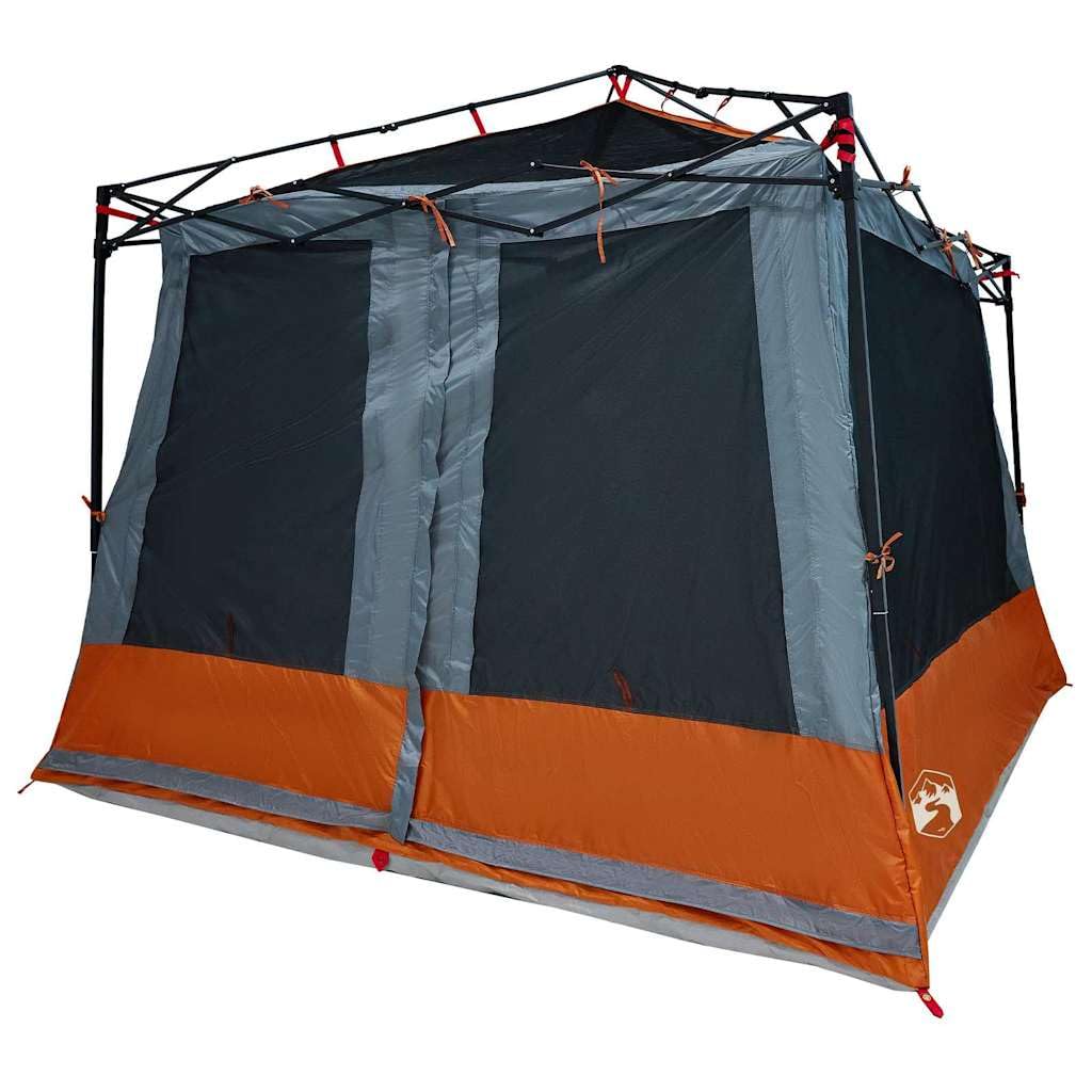 Tente de Camping 6 Personnes, Grand Abri en Taffetas pour Jardin et Terrasse, Dôme Spacieux avec 2 Portes, 6 Fenêtres, pour Le Plein Air, 291 x 291 x 240 cm, Gris et Orange
