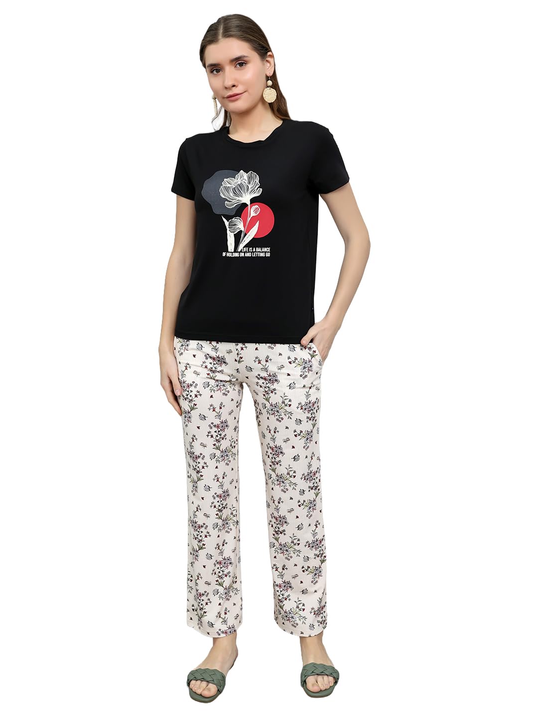 monte carlo Womens Regular Fit Half Sleeve Round Neck Lower Set | Top & Bottam | Stylish Fashion Outfit | Pajama Set For Women (Pack Of 1)-picture-35