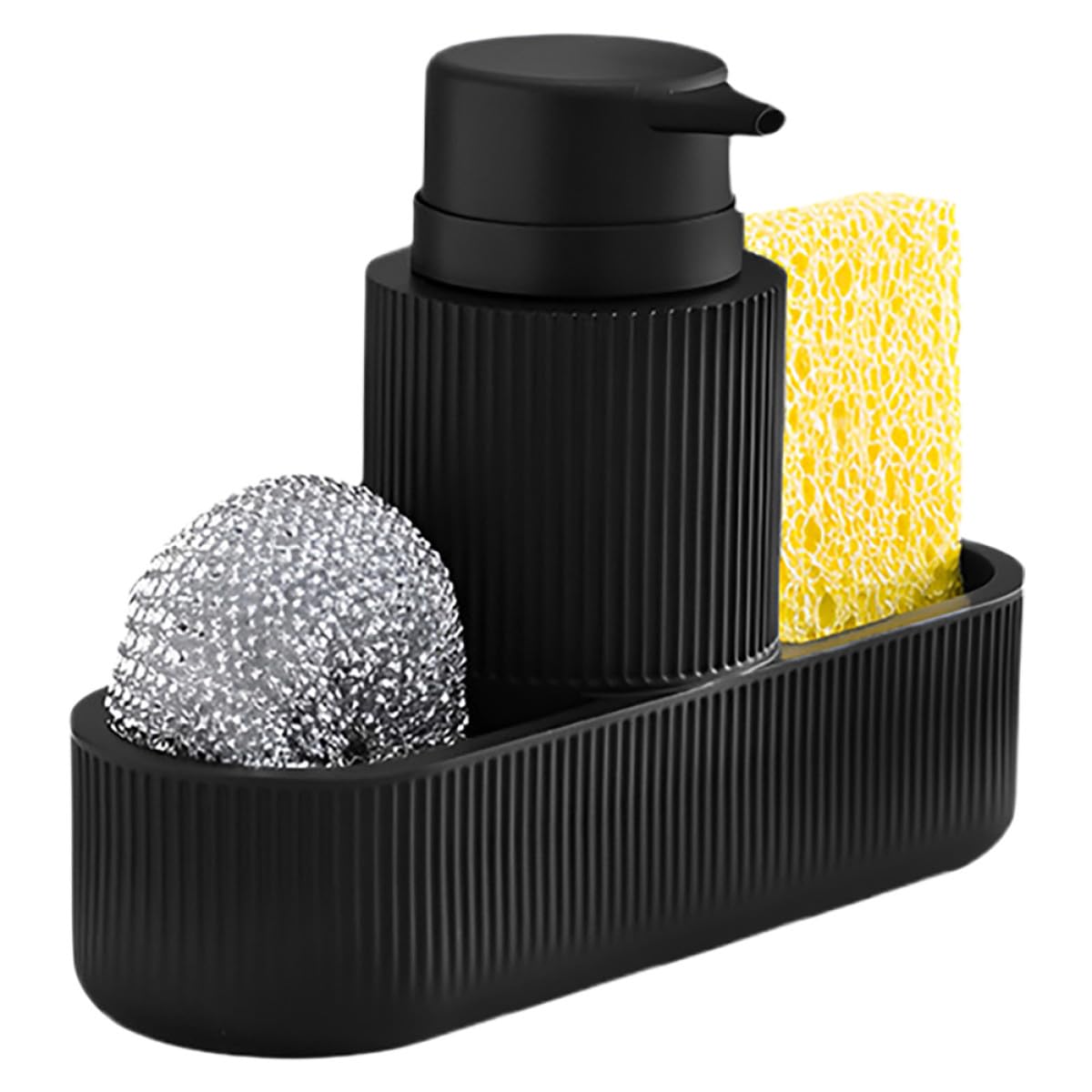 Dispenser Detersivo Piatti da Cucina Supporto Spugna Nero