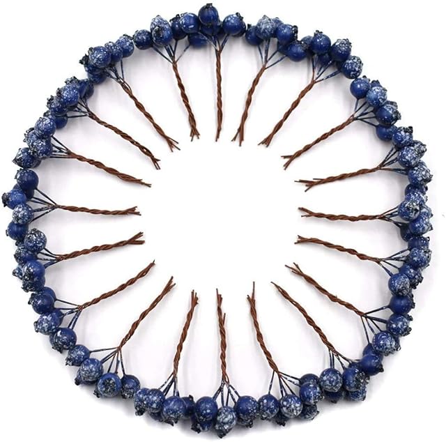 Yeelua 20 Packs Artificial Berries Blueberry Fruit, Artificial Silk BerriesFor decoration, Parties, Wedding, Home Decor Flower Arrangement, Coffe Shop Decoration (Blue)
