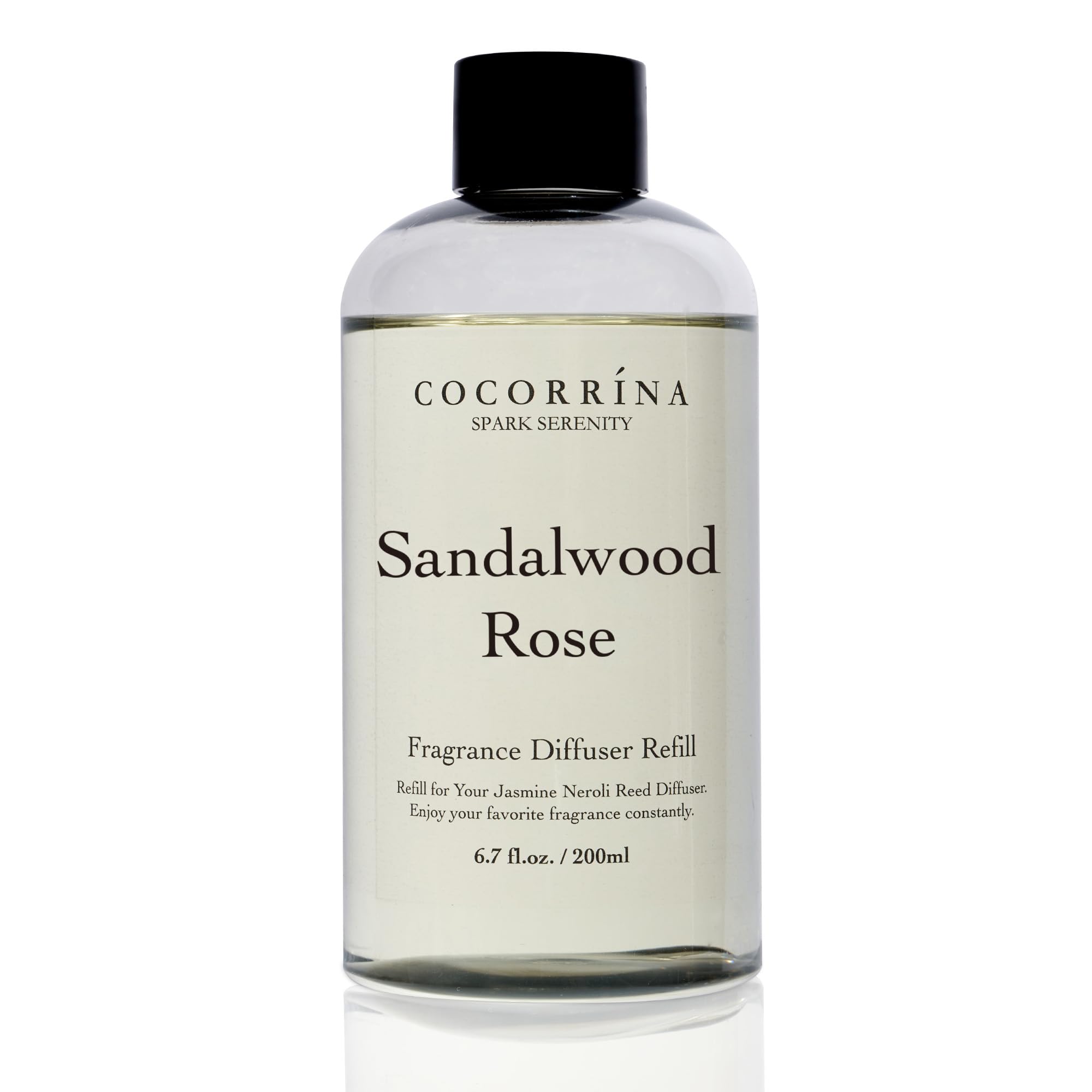 COCORRÍNA Reed Diffuser Refill with 8 Sticks, Sandalwood Rose 200ml Scented Oil Refill for Reed Diffuser Home Fragrance for Bedroom, Bathroom Office Home Décor