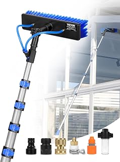 VEVOR Water Fed Pole Kit, 30FT Solar Panel Cleaning Pole with Extendable Handle, 180° Rotatable Brush Head & 65.6FT Hose, Household & Outdoor Window Cleaner Tool for Caravan Solar Panel Deck