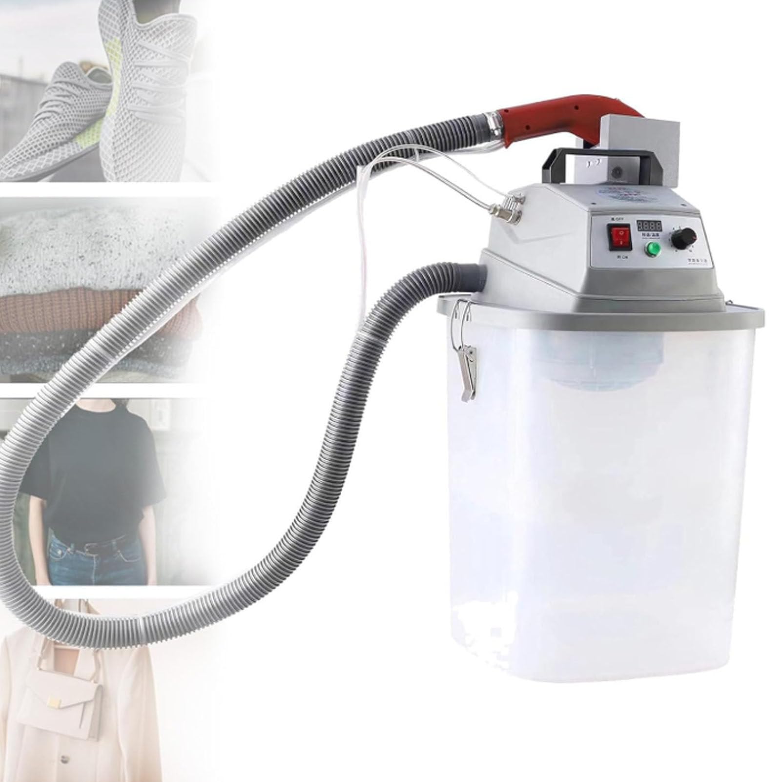 Oiyekntd Fabric Thread Trimmer 30L Storage Bucket, Electric Brushless Smart Fabric Thread Trimming Machine, Adjustable Speed, Thread Suction and Cutting, for Garments, Shoes, Hats, Bags