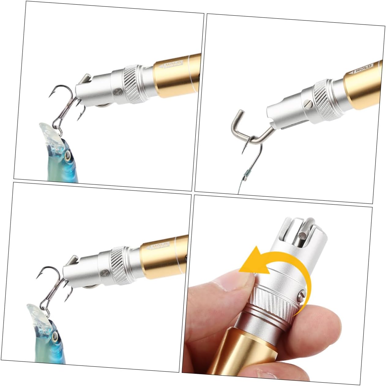 Mikikit Treble Hooks Fishing Tool Fish Hook Remover Squeeze-Out Separator T-Shaped Aluminum Alloy Hand Tool