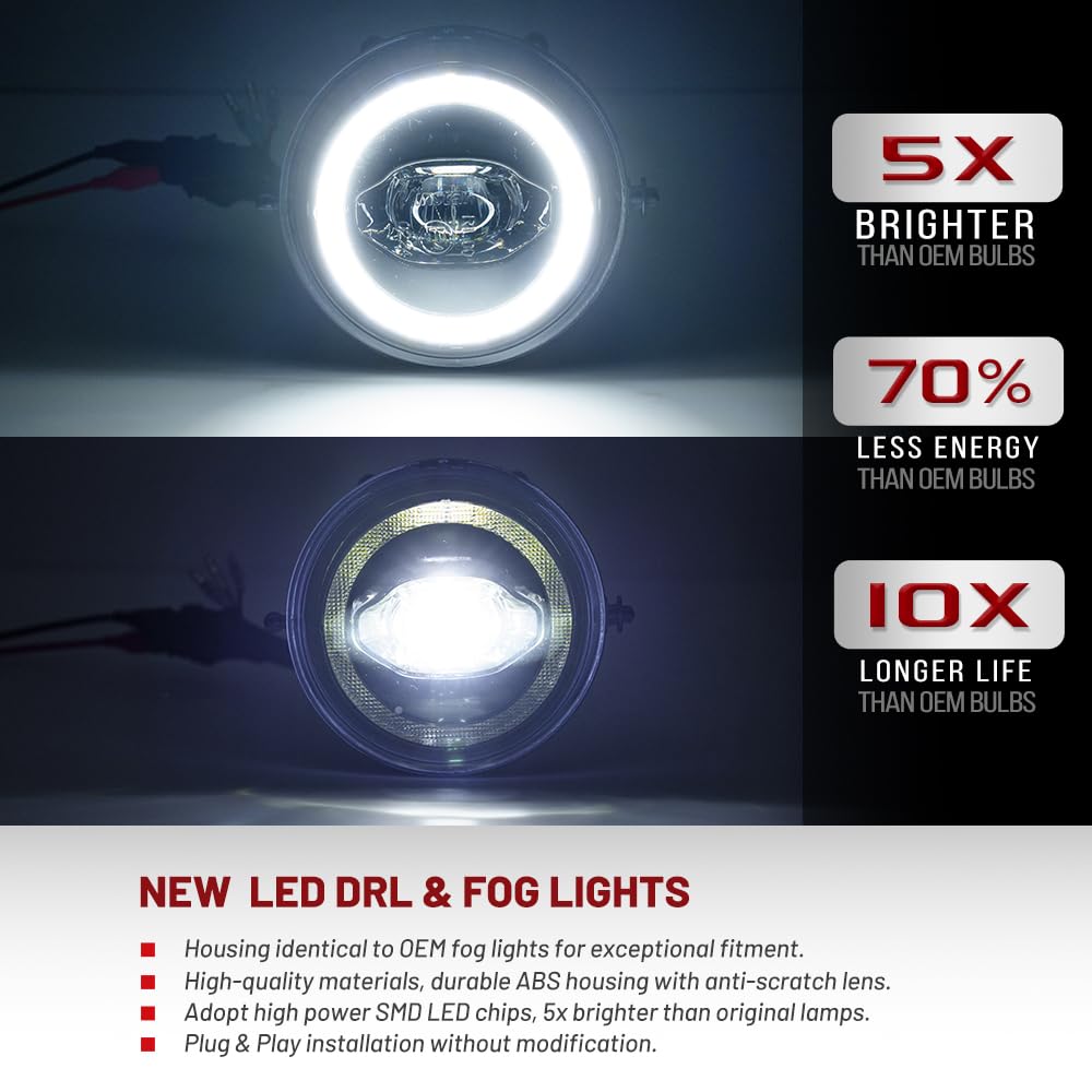 LED Nebelscheinwerfer DRL Tagfahrlicht kompatibel mit Mini Cooper R55 R56 R57 R58 R59 R60 R61 LED Halo Ring Fahrlicht DLR Licht E4 geprüft 2ST