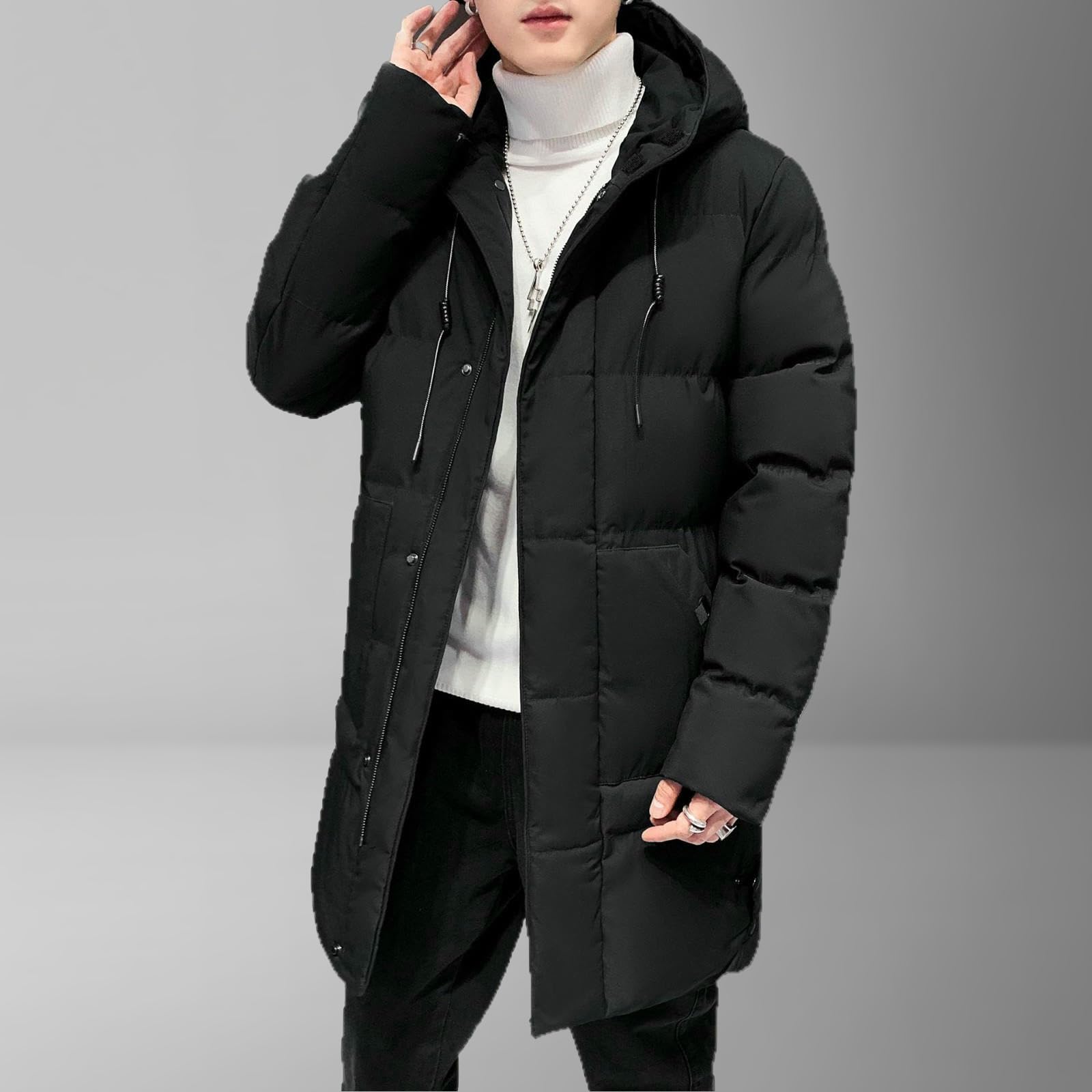Piumino da uomo autunno inverno alla moda spesso caldo di media lunghezza parka
