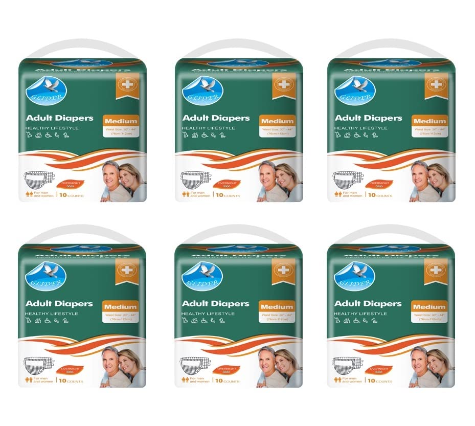 GLIDER Unisex Adult Diaper Medium With Wetness Indicator & Overnight Superior Absorbency-30-44 Inch, 76-112 Cm (Pack Of 6 (60 Count))-image-6