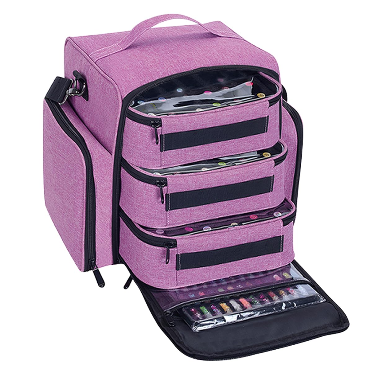 Estuche organizador de esmalte de uñas con capacidad para 90 botellas, caja de almacenamiento portátil de viaje con 3 bolsas desmontables, diseñada para herramientas de uñas de mujer, aceites