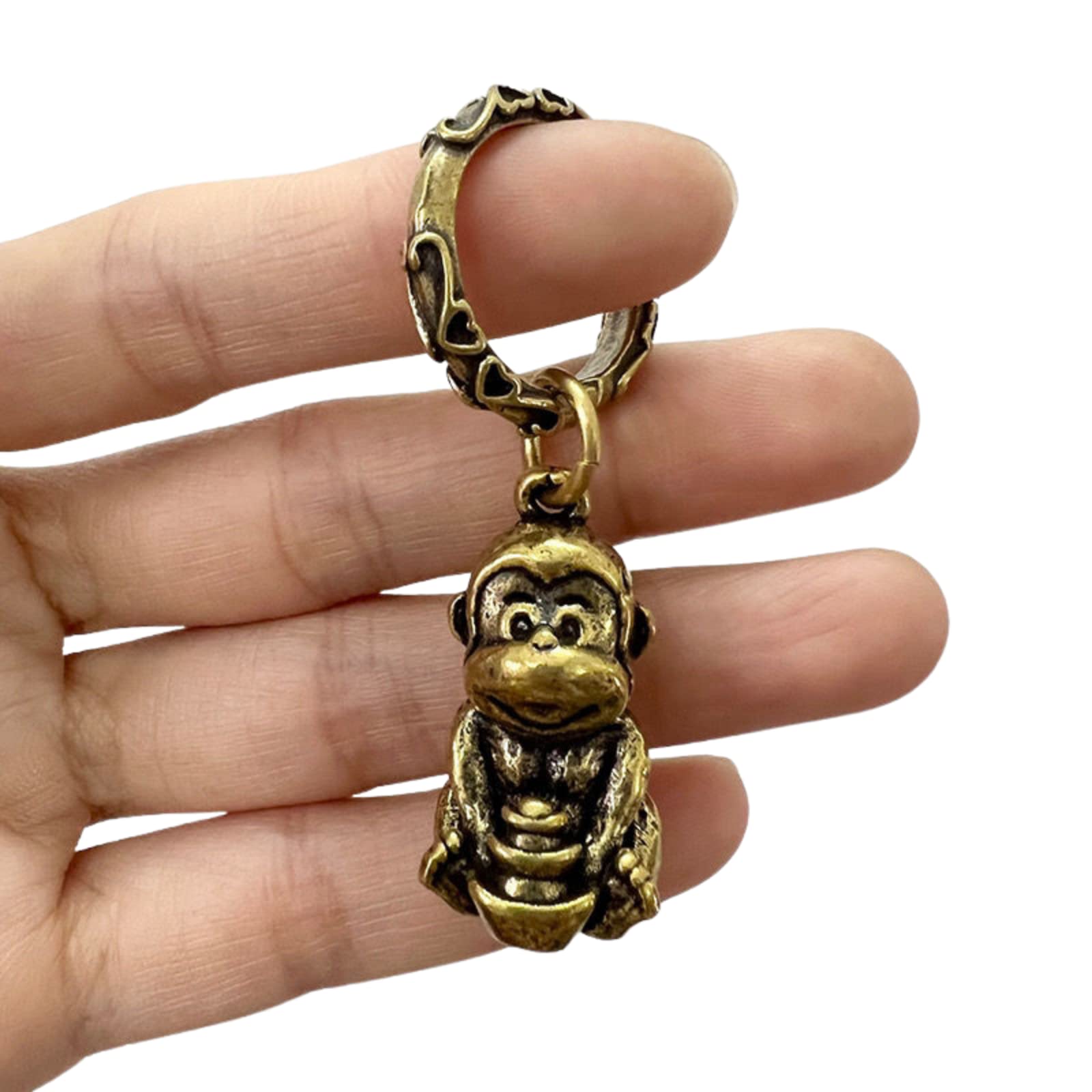 Feng Shui Brass Statues Ornament Gift Metal Lucky Monkey Solid Brass Desk Ornaments, Vintage Copper Animal Miniature Figurines Decorations Gifts Home Decorative Crafts Accessories