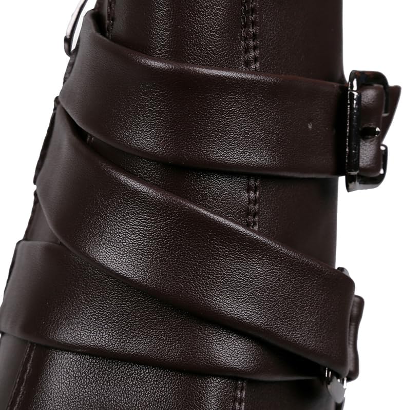 MGGMOKAY Men's Chelsea Boots Leather Shoes Casual Dress Ankle Boot With Buckle Side Zipper - Image 7